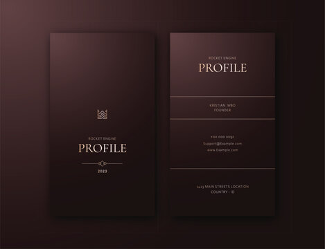 A brown card Elegant feminine vertical business card editable template