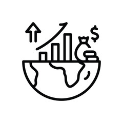 Black line icon for gdp growth 