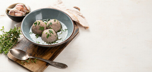 Homemade Fresh Bread dumpling.(German name is Semmelknödel) European food.