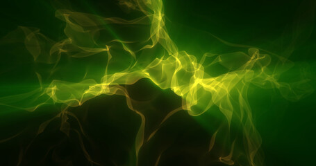 Abstract green energy magical waves glowing background