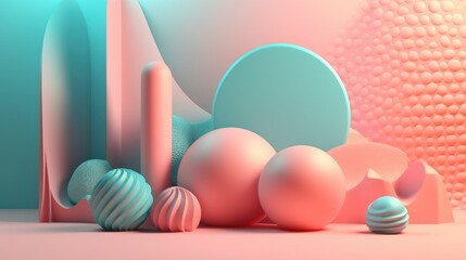 Abstract minimal background soft pastel color. scene and composition with 3d design elements. generative ai