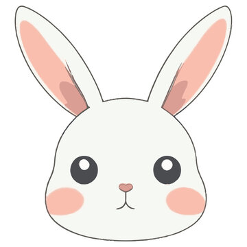 Cute Bunny Face Rabbit Cartoon Animation Character Vector Transparent PNG Generative AI