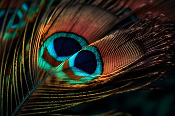 peacock feather close up generative ai