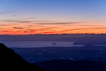 伊吹山で見た日没後のブルーモーメント情景