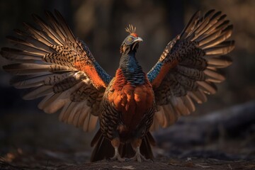 Fototapeta premium portrait of a pheasant in the forest