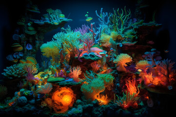Fototapeta na wymiar coral reef and fishes Generative AI