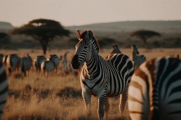 Obraz premium zebras standing on the savanna