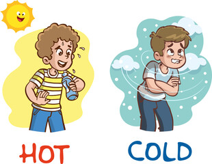 HOT-COLD kids cartoon vector