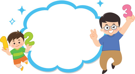 数字を持つ父と息子　吹き出し