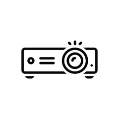 Black line icon for projector 