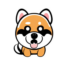 kawaii portrait of a cute puppy illustration, isolated ,