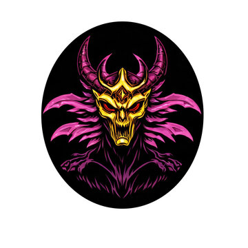 portrait of a cool nightmare monster concept illustration, isolated ,Generative AI ,sticker for t-shirts