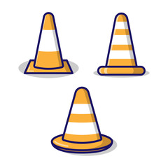 Roadside barriers icon vector illustration. warning and stop sings, cartoon style