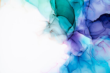 Marble ink abstract art from exquisite original painting for abstract background . Painting was painted on high quality paper texture to create smooth marble background pattern of ombre alcohol ink . © InfiniteFlow