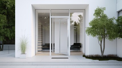 White wooden entrance door for a clean and luxurious effect to be the envy of everyone