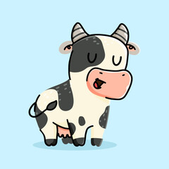 Cute Cow cartoon. vector cartoon illustration