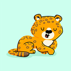 Obraz na płótnie Canvas Cute Jaguar cartoon. vector cartoon illustration