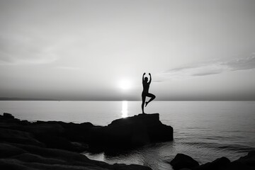 Yoga woman front a lake