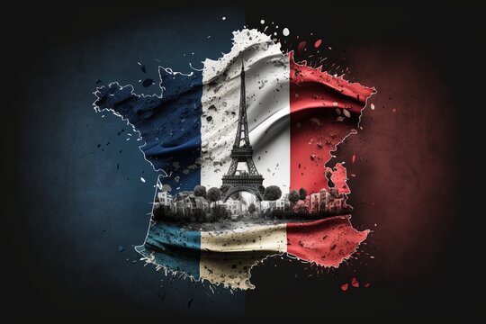 French national day, french flag, french revolution, french holiday,  eifeltower, generative ai,