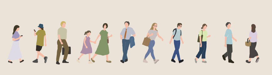 女性や男性、子供等、人々のベクターイラスト
