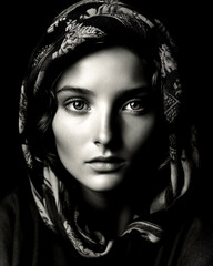 black & white portrait of a woman