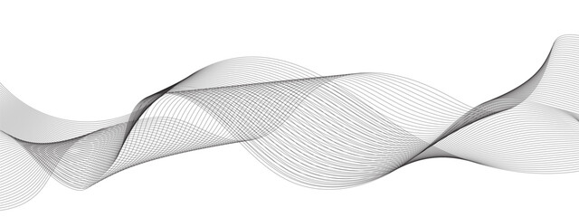 Abstract wavy grey stream element for design on transparent background isolated. Wavy white and grey lines background.