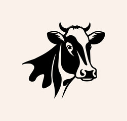 Cow Vector illustration. Stylized Vector Symbol Cow. Holstein Cow.