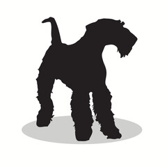 Airedale Terrier silhouettes and icons. Black flat color simple elegant airedale terrier animal vector and illustration.