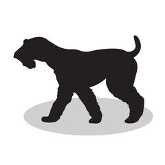 Airedale Terrier silhouettes and icons. Black flat color simple elegant airedale terrier animal vector and illustration.
