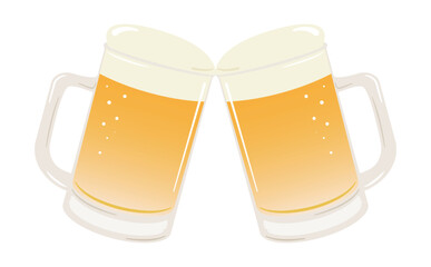 シンプルで使いやすい乾杯しているビールジョッキのベクターイラスト素材