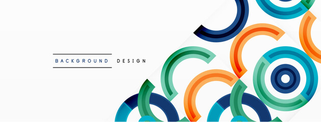 Circles are arranged in a grid pattern abstract background and feature a range of different colors, including shades of various colors. Template for wallpaper, banner, presentation, background