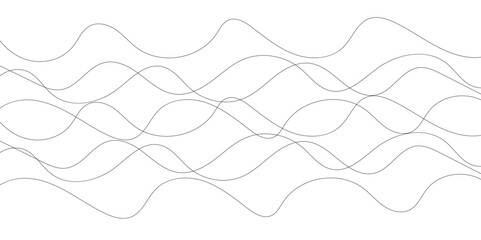 Abstract wave lines on white background. Abstract horizontal wavy curve lines background.