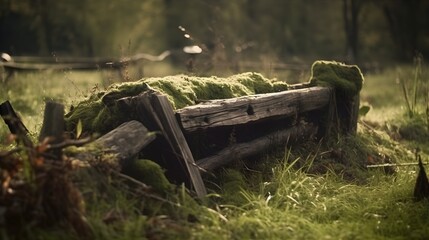 Ancient fence in the countryside.  Generative AI