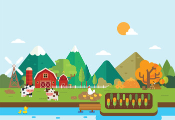 Rural landscape.Agricultural production vector illustration