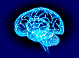 Technology and science illustration of a network of intelligence connections in the human brain. medical use Education and Commerce.