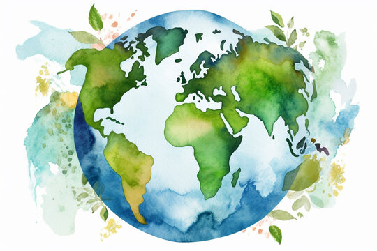World environment and Earth Day concept with colorful globe and eco friendly enviroment. Generative ai.