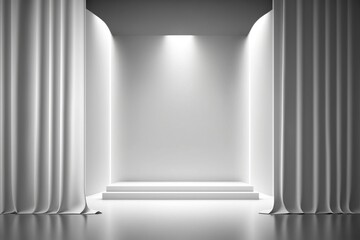 Blank white wall in modern interior. Mock-up, 3D Rendering