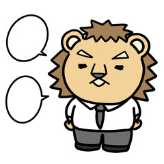 説明をするライオンの会社員