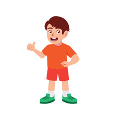 Kids Illustration vector with thumbs up 