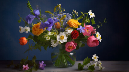 Flower bouquet with spring flowers