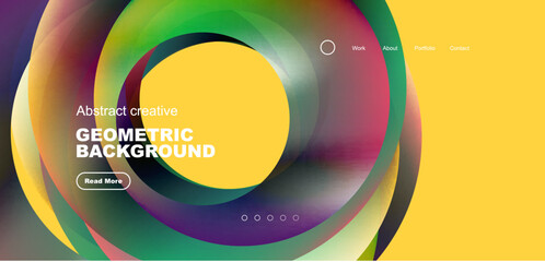 Fototapeta premium Circles minimal abstract background. Techno or business concept, pattern for wallpaper, banner, background, landing page, wall art, invitation, prints