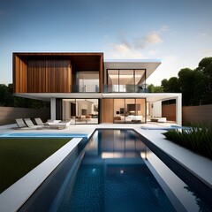 Fototapeta na wymiar Modern Villa with pool, generated by AI