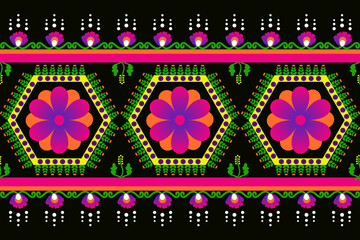 Motif floral tribal ethnic seamless pattern. Flower ornaments. Native American, Mexican, Peruvian, African style. Design for clothing, fabric, fashion, textile, sarong, batik, home decor, carpet.