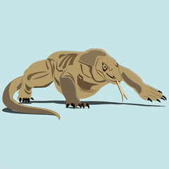 Komodo Dragon, wild life dangerous animal from Indonesia, Vector illustration art