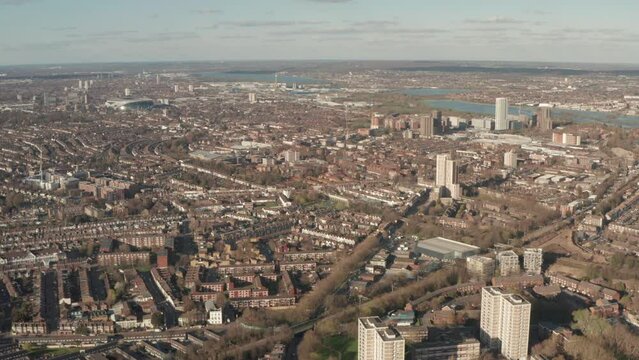 Establishing aerial shot over Tottenham North London