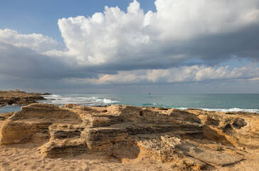 Fototapeta na wymiar Coast of the mediterranean sea in the north of Israel