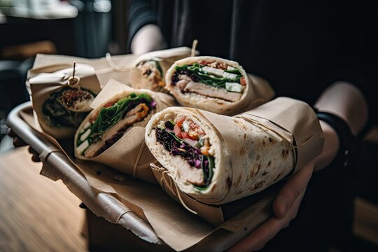 sandwiches and wraps on the go, with sandwiches in hand for hunger-free travels, created with generative ai