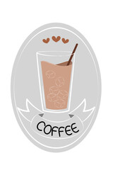 Coffee logo for decoration. Logo for coffee mug. Latte coffee mugs.