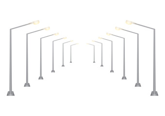 Public Street Light Pole Vector Illustration Isolated on White Background.