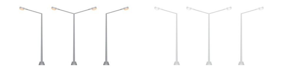 Public Street Light Pole Vector Illustration Isolated on White Background.